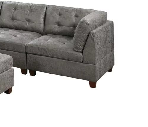 Antique Grey Leatherette 7pcs Sectional Sofa Set A168868