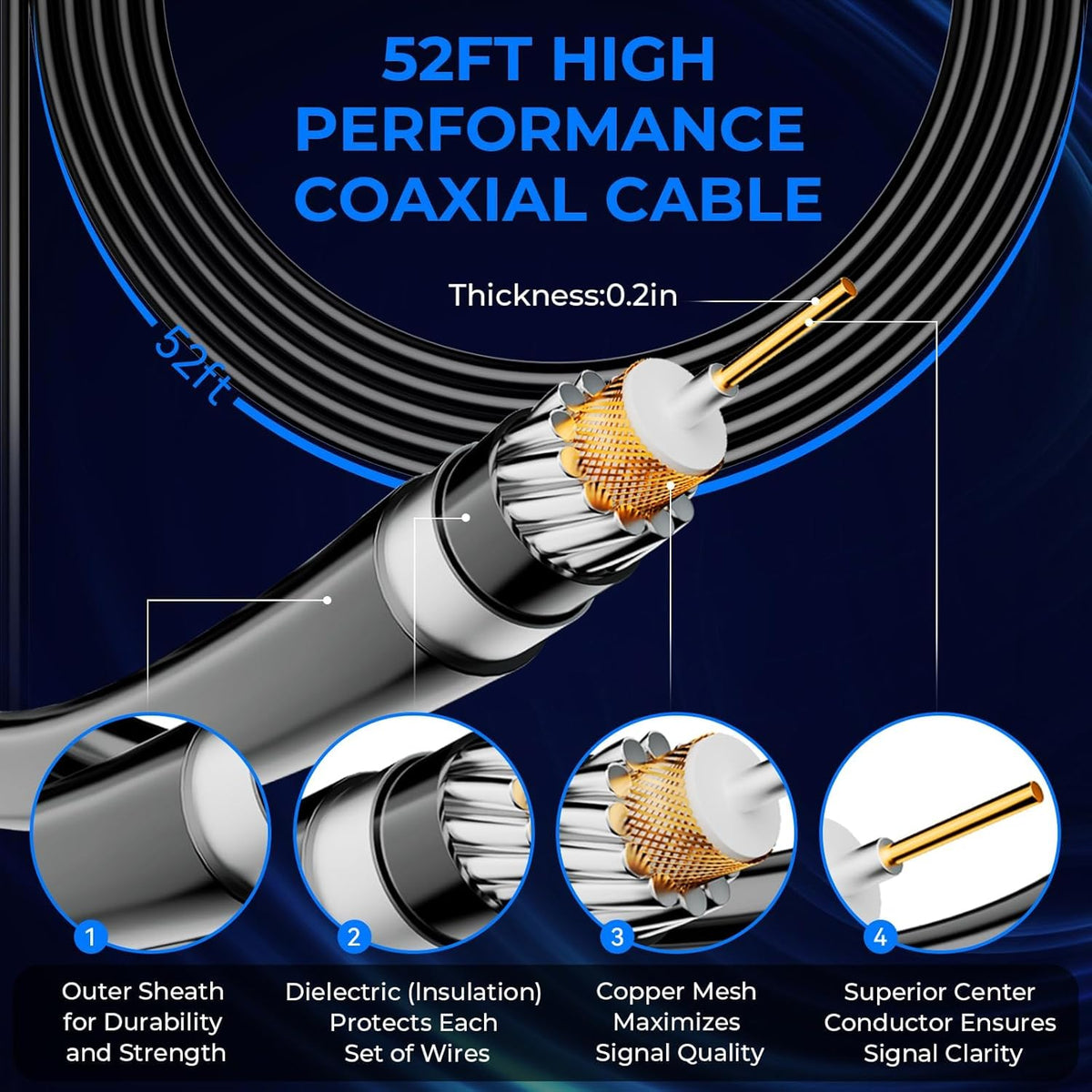 Amplified HD TV Antenna with 52ft Coax Cable X58215