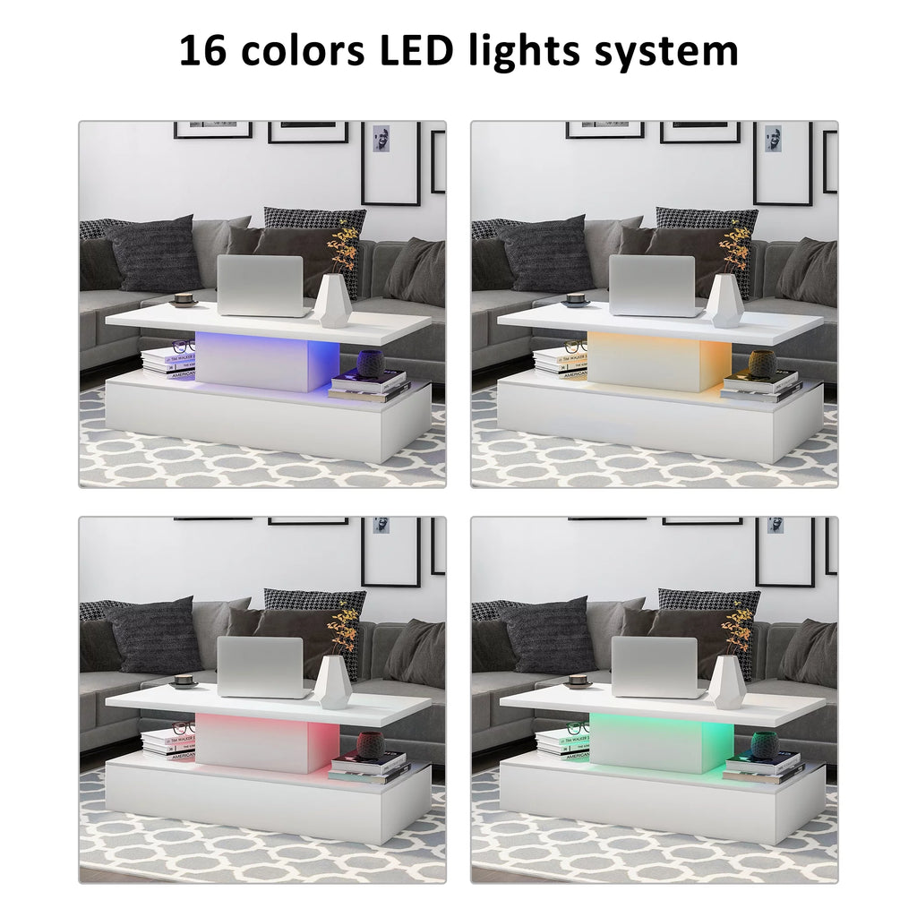 Coffee Table with LED White Y55087