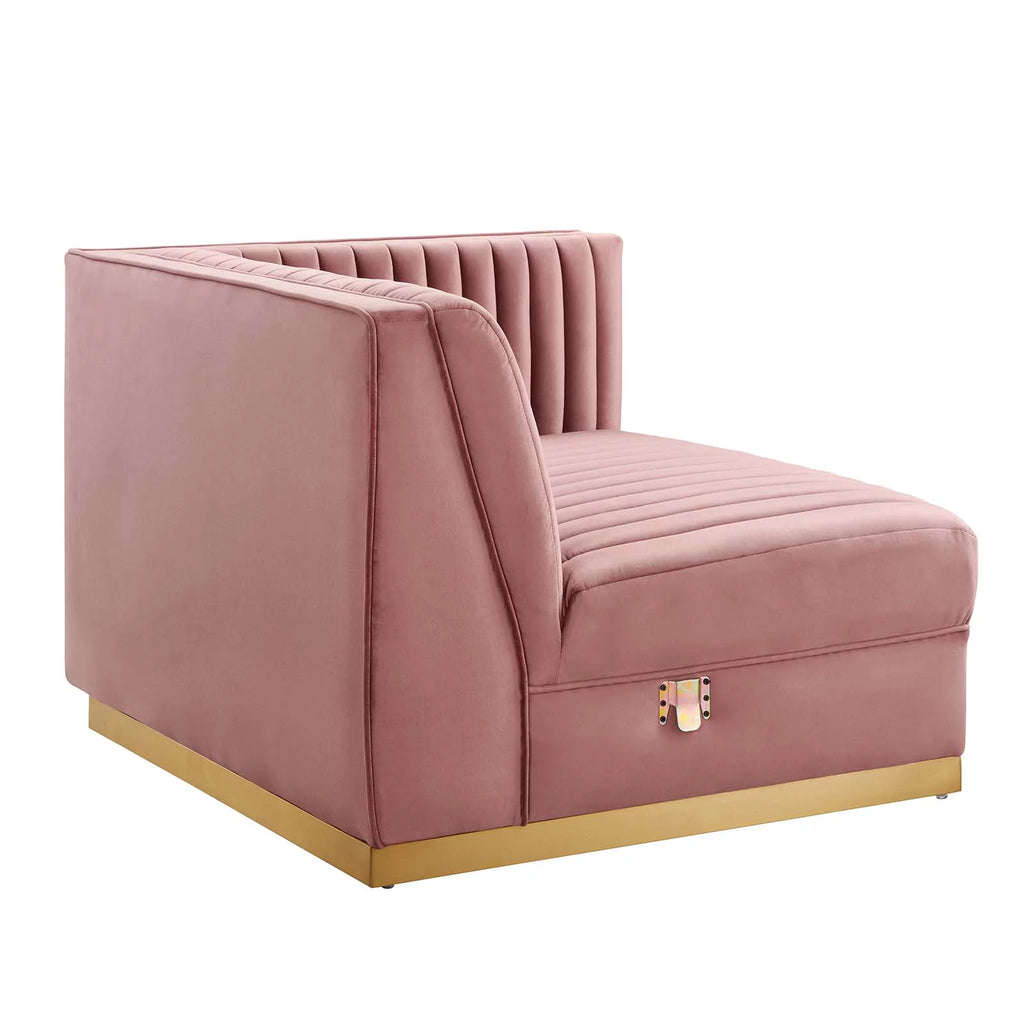 Channel Tufted Performance Velvet 3-Seat Modular Sectional Sofa X759889