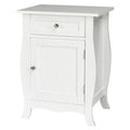 White Wooden Accent End Table with Drawer Y45251