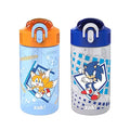 16 oz Pack of 2 Plastic Kids Water Bottle with Spout Cover and Carrying Loop N804