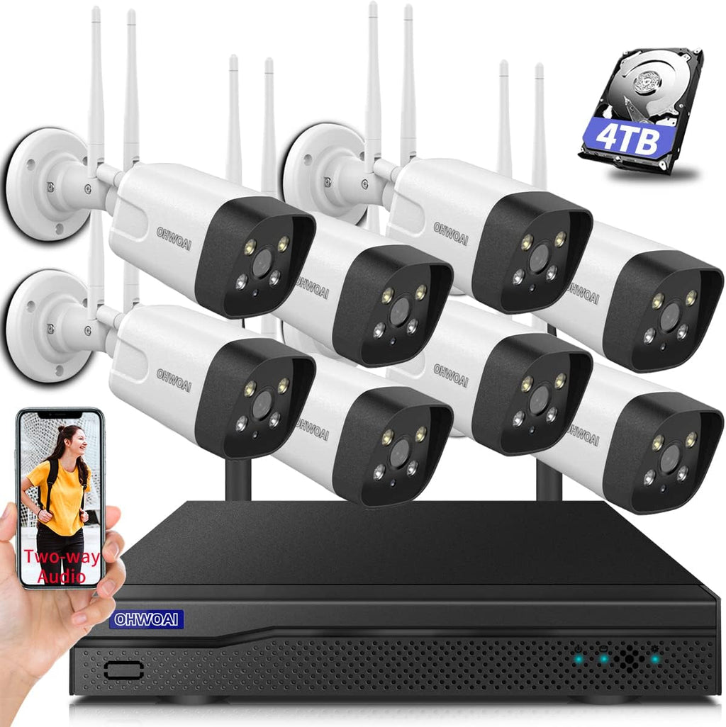 8Pcs 5.0MP Wireless Security Camera System with 8 Channel NVR P656