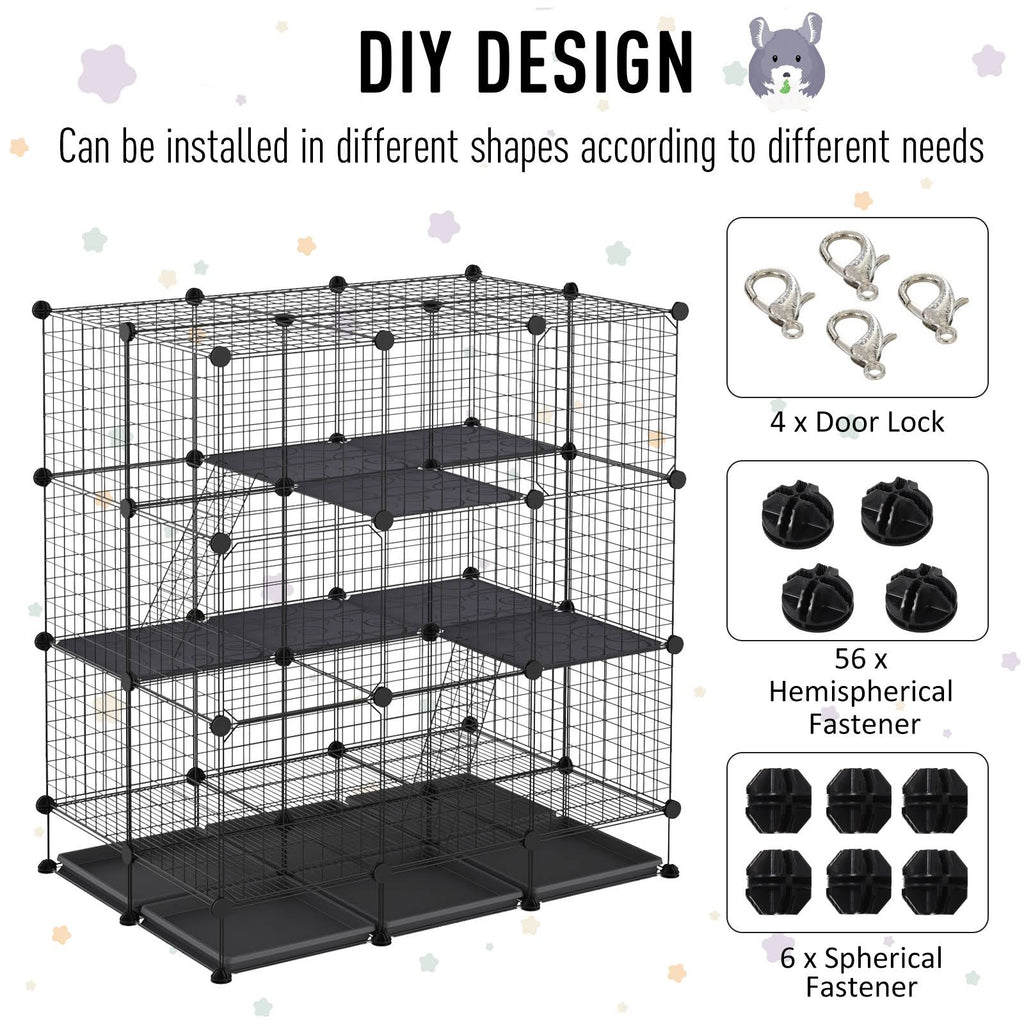 Black Steel Pet Playpen with Trays C577