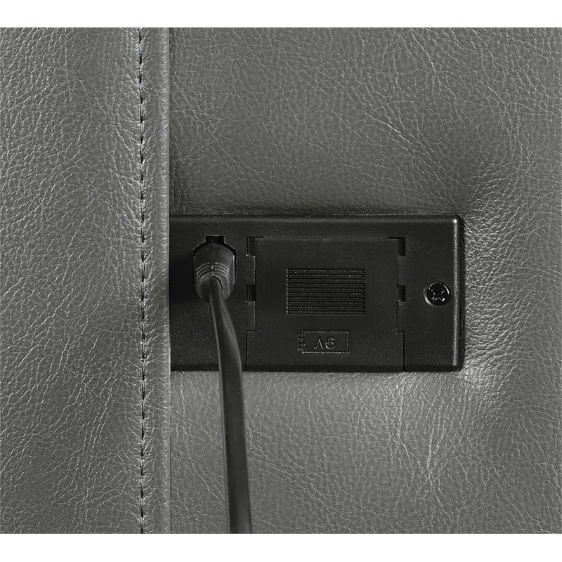 Charcoal Tufted Faux Leather Power Sofa T65386