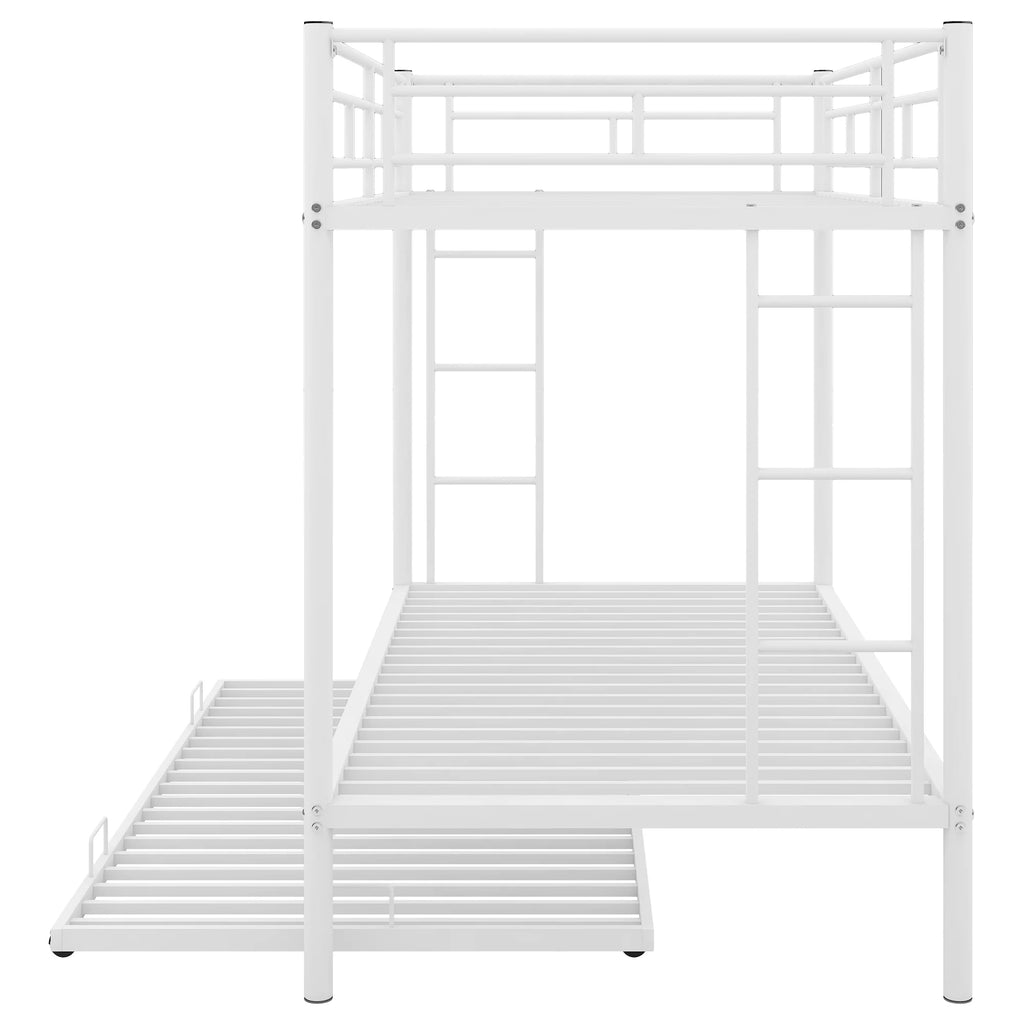 White Metal Twin over Twin Bunk Bed with Trundle G658