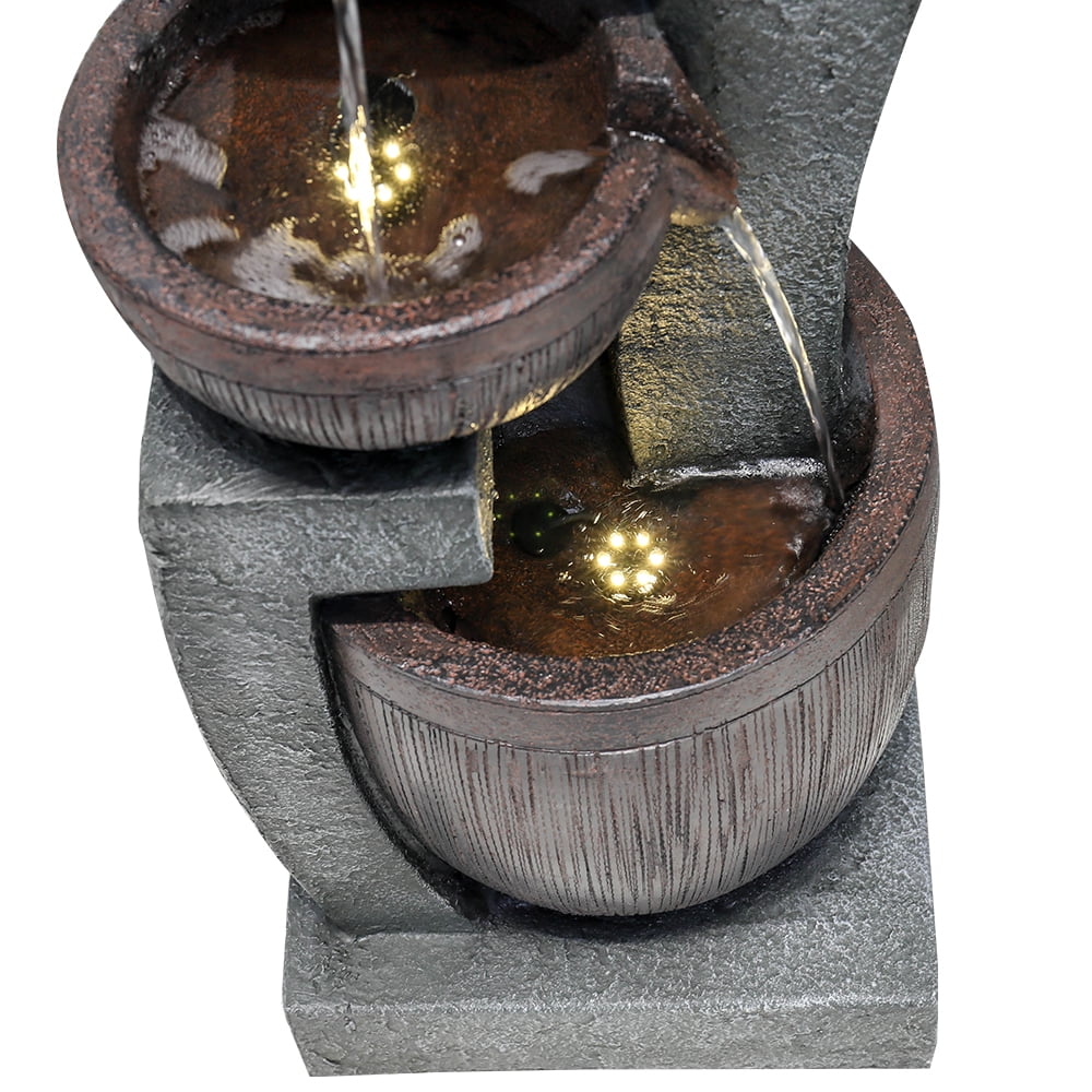 43.7-inch H Outdoor Garden Water Fountain with LED Lights G739274