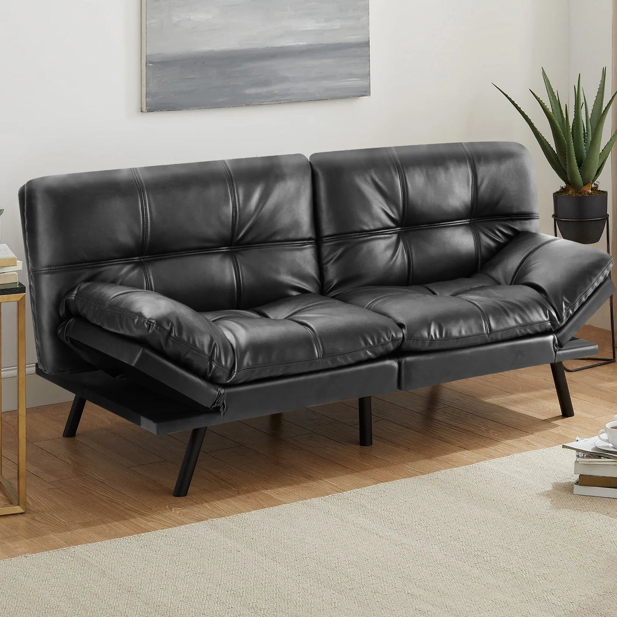 Convertible Sleeper Loveseat Sofa with Split Backrest N31445