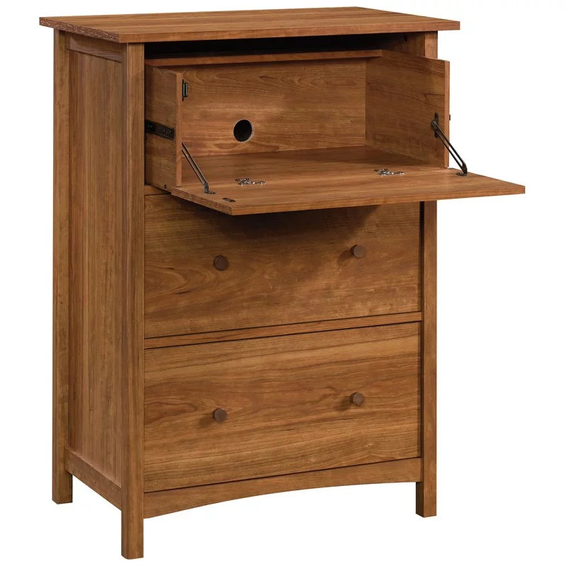 Engineered Wood Secretary Desk/Chest in Prairie Cherry G67309