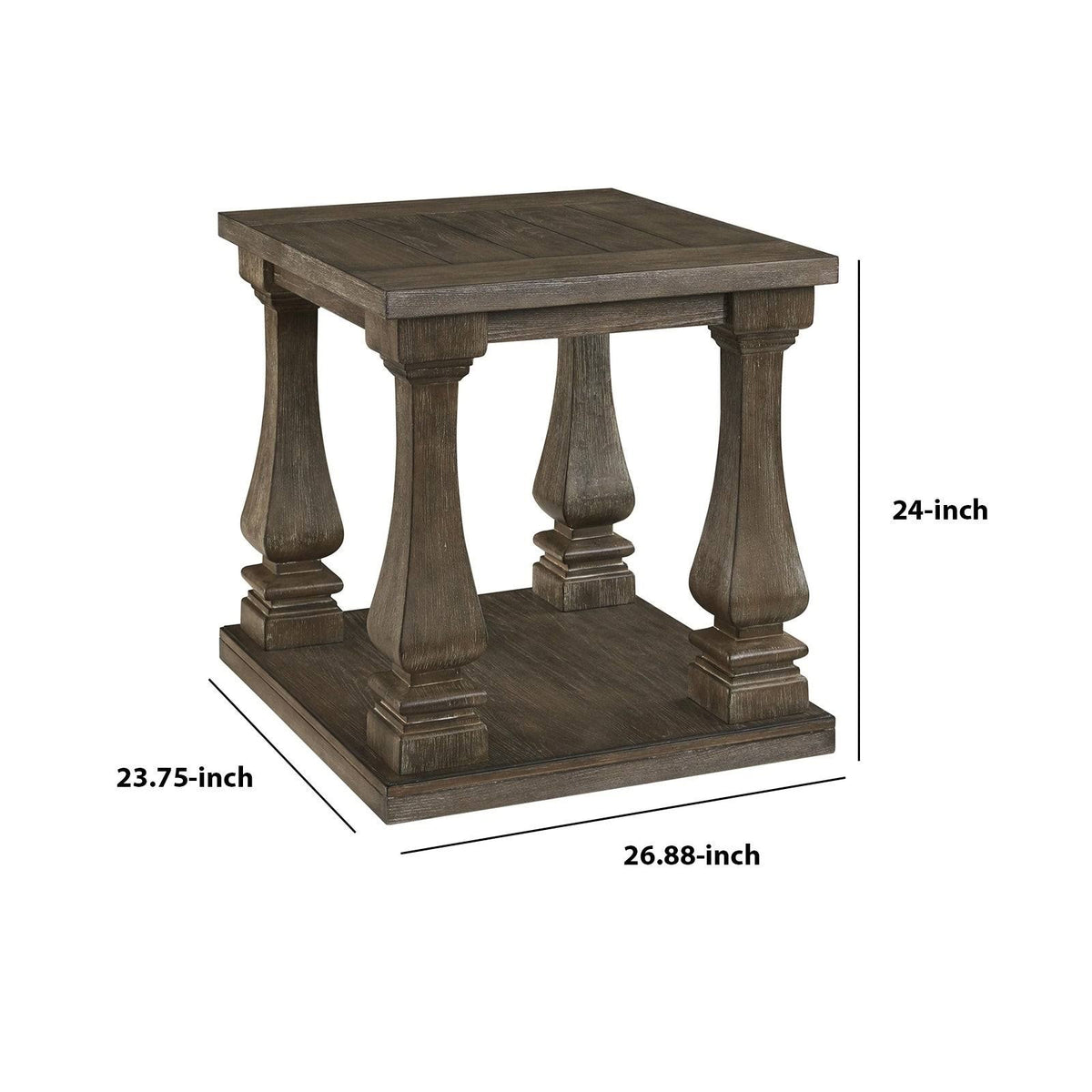 White and Brown End Table with Open Shelf N70486
