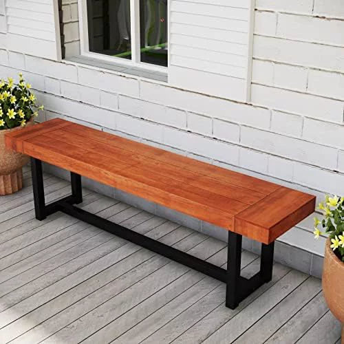 Acacia Wood Dining Bench 63" Long Backless V6166