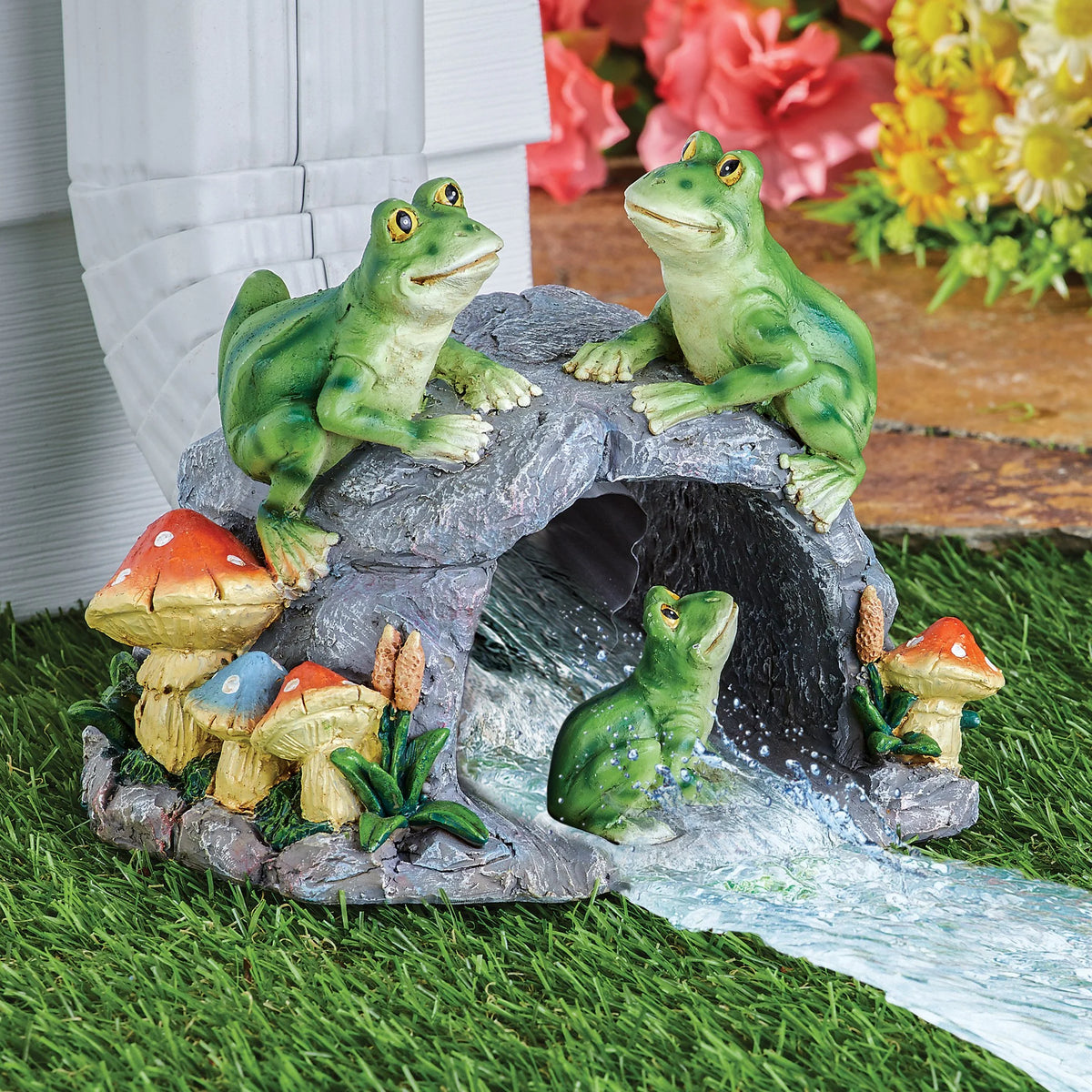 Hand-Painted Frog Family Decorative Downspout Cover Z408