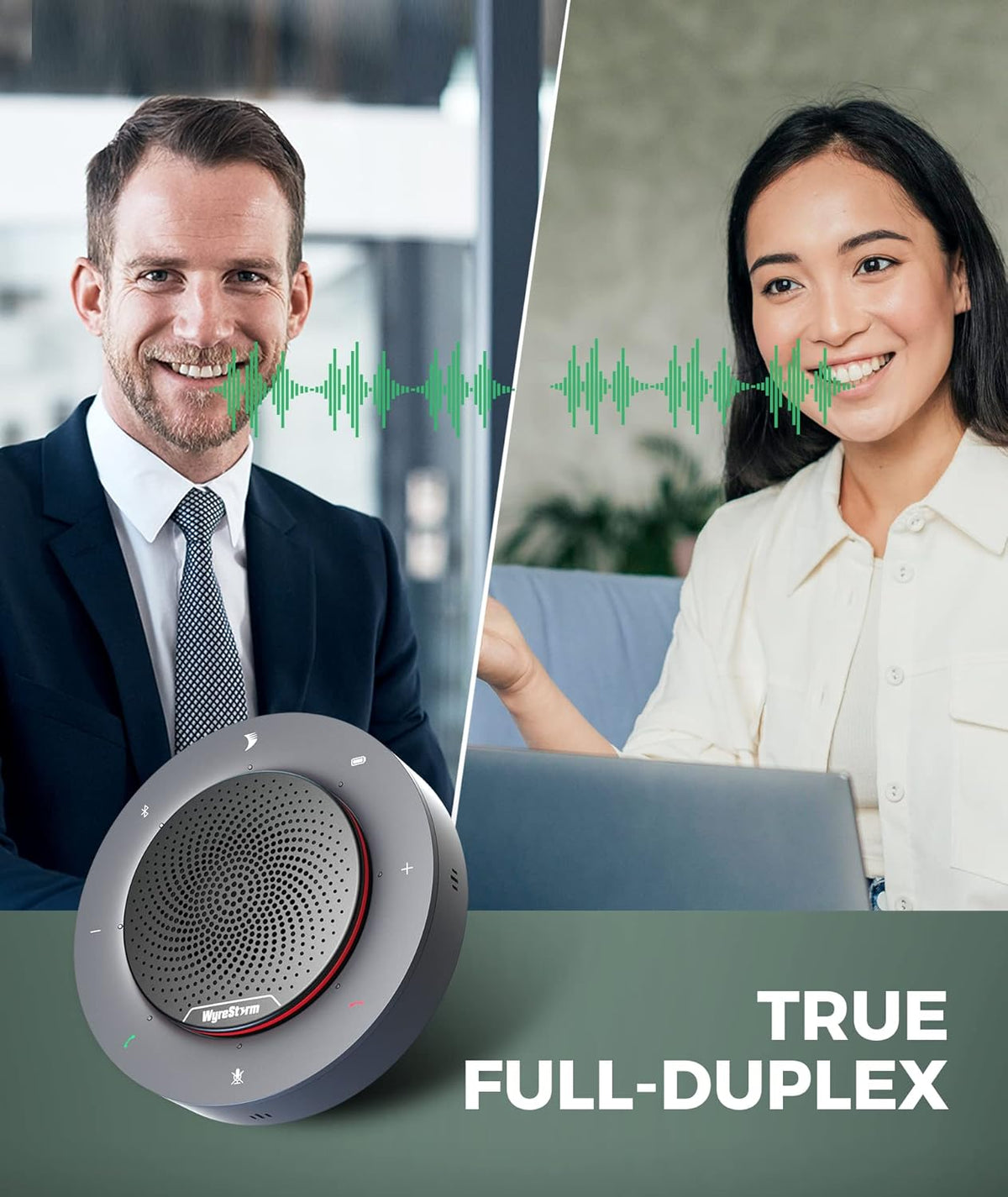 Portable USB & Bluetooth Conference Speaker with 4 Noise-canceling Mics W228863