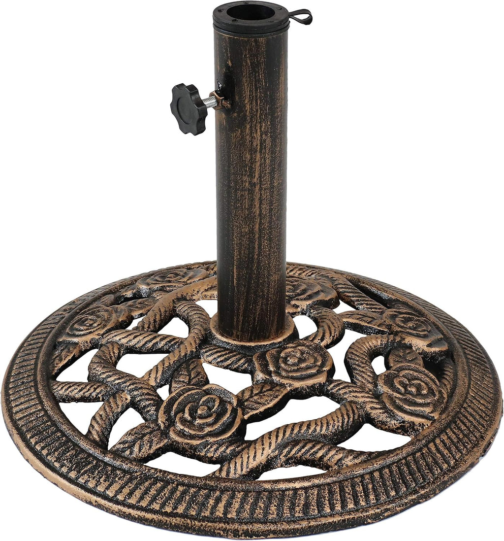 Black Cast Iron Patio Umbrella Base Stand W4662