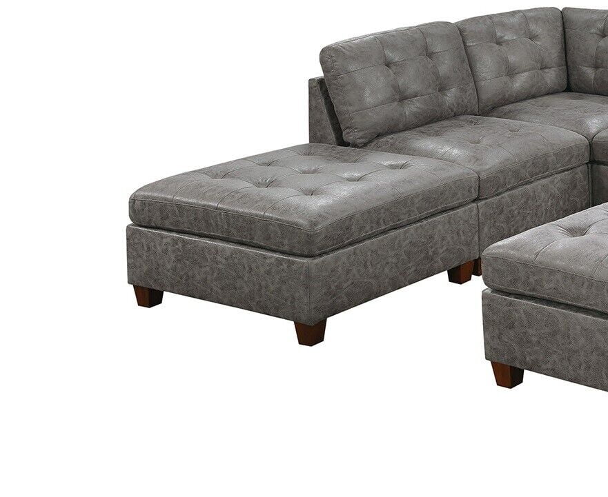 Antique Grey Leatherette 7pcs Sectional Sofa Set A168868