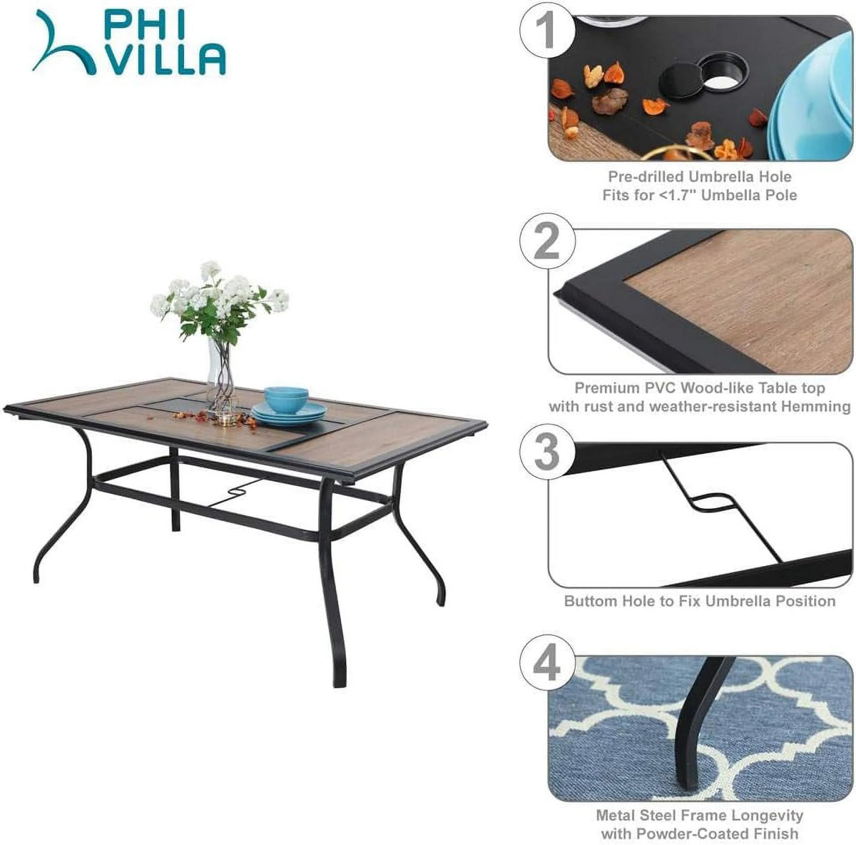 Patio Dining Set with Umbrella 6 Person A83789