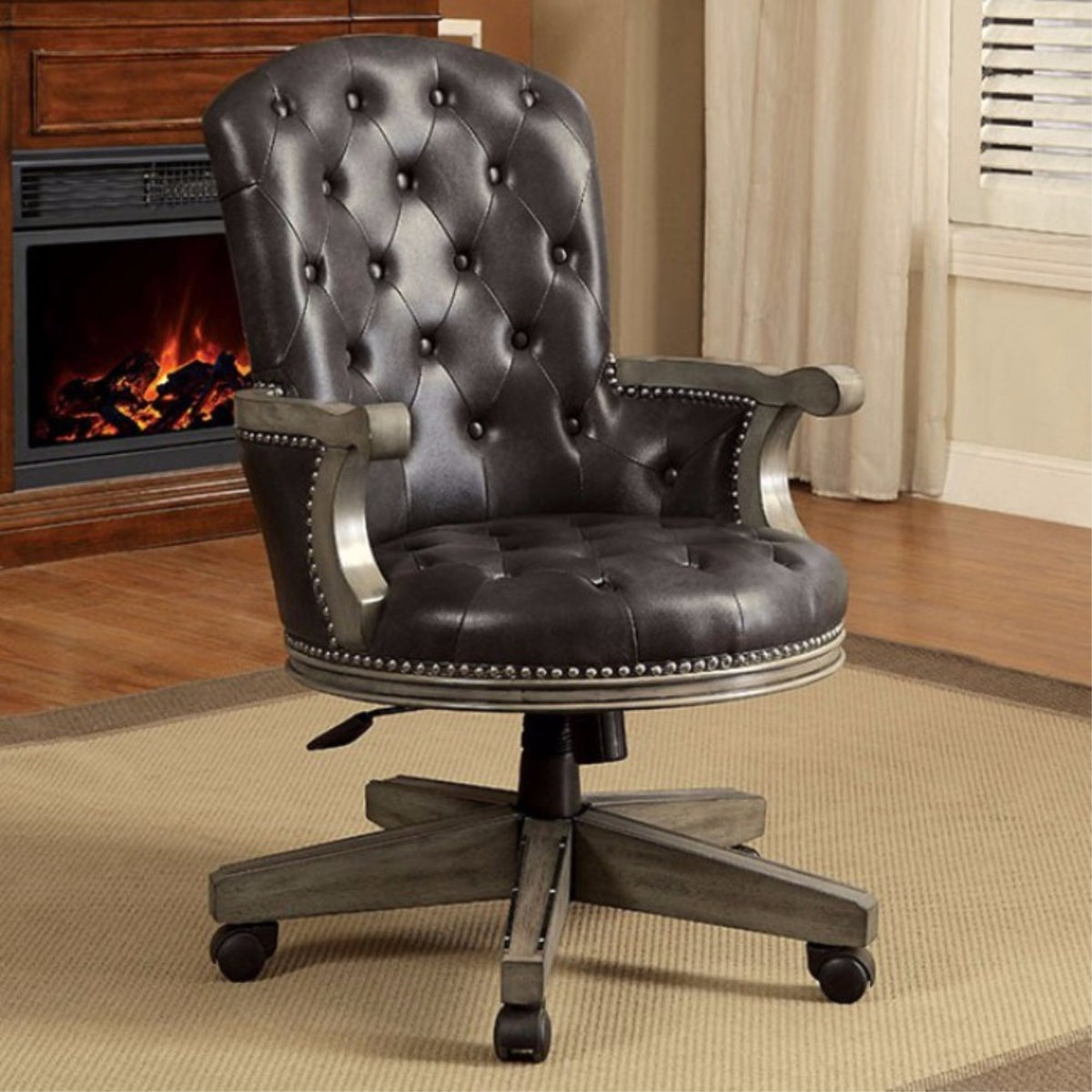 Height Adjustable Arm Chair in Gray and Black U4730