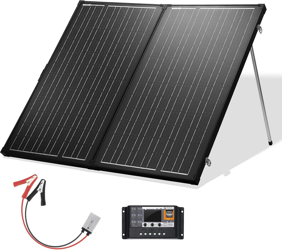200 Watt 12 Volt Portable Foldable Monocrystalline Solar Panel Suitcase with 30A Charger Controller J35701