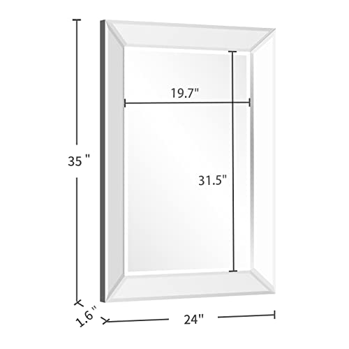Large Rectangular Wall Mirror 28"x39" Angled Beveled Mirror Frame R1834