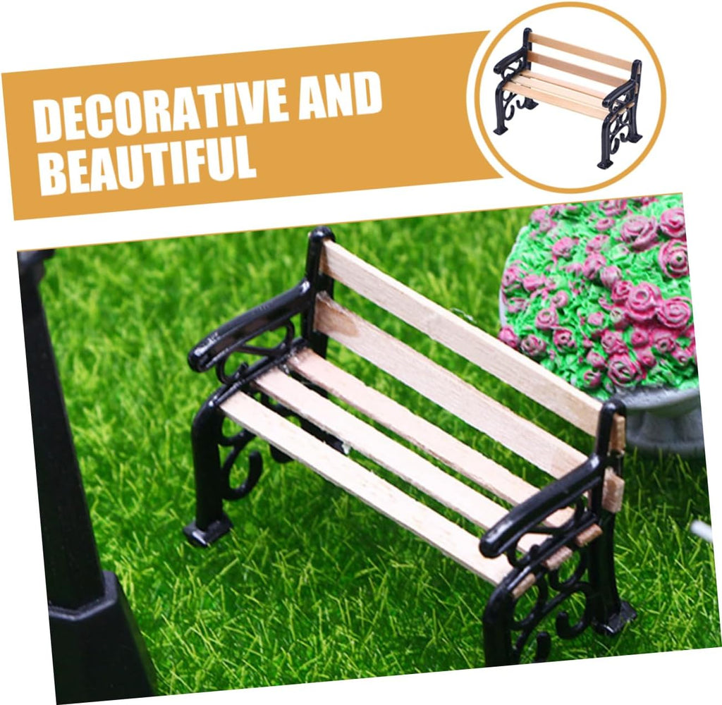 3pcs Mini Park Bench Doll Furniture Miniature Garden Decor L941