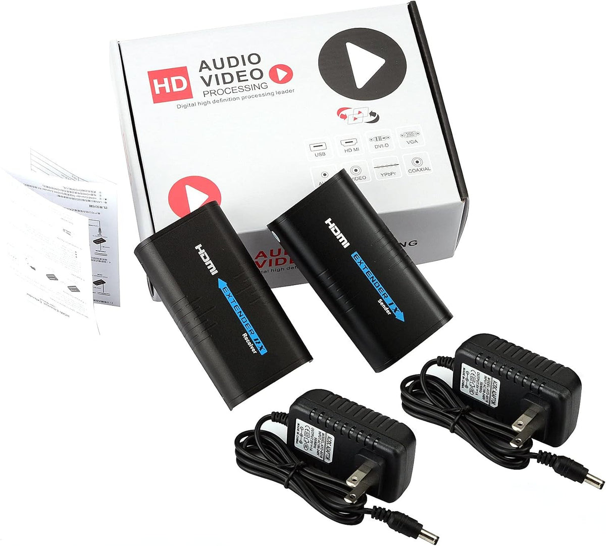 HDMI Extender Over Cat5e/6, RJ45 TX Sender and RX Receiver, Pack of 2 G8484