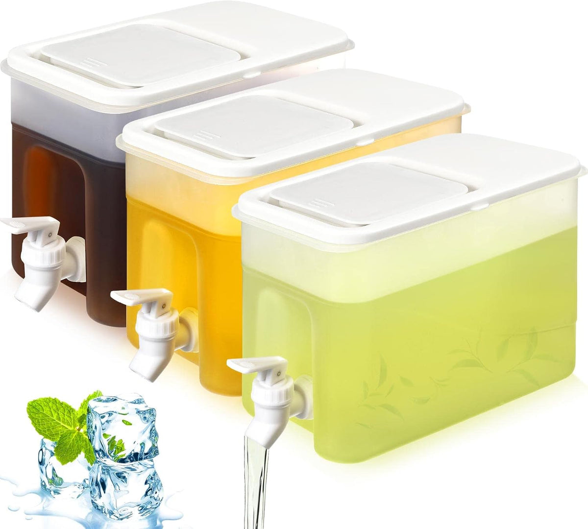 1 Gallon Plastic Drink Dispenser with Spigot and Lid, 3 Pcs M16337