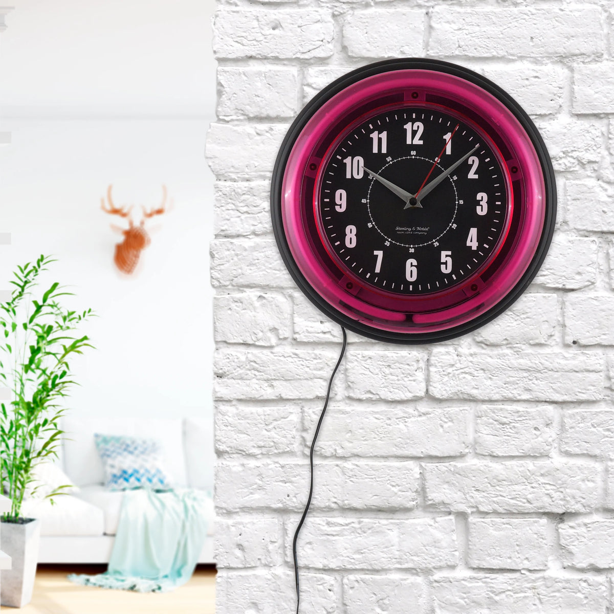 Pink Arabic Neon Wall Clock N520