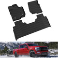 F150 Floor Mats for 2021 2022 Ford F-150 SuperCrew Cab All Weather Custom Fit Liners with Under Seat Lux Box M18217
