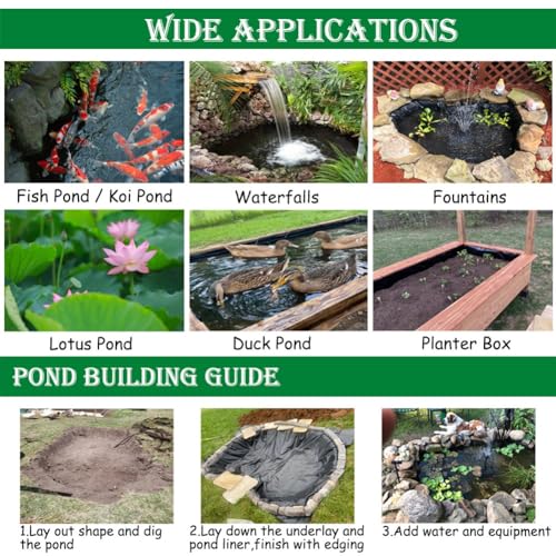 Black 20 Mil HDPE Pond Liner 10×13ft S59065