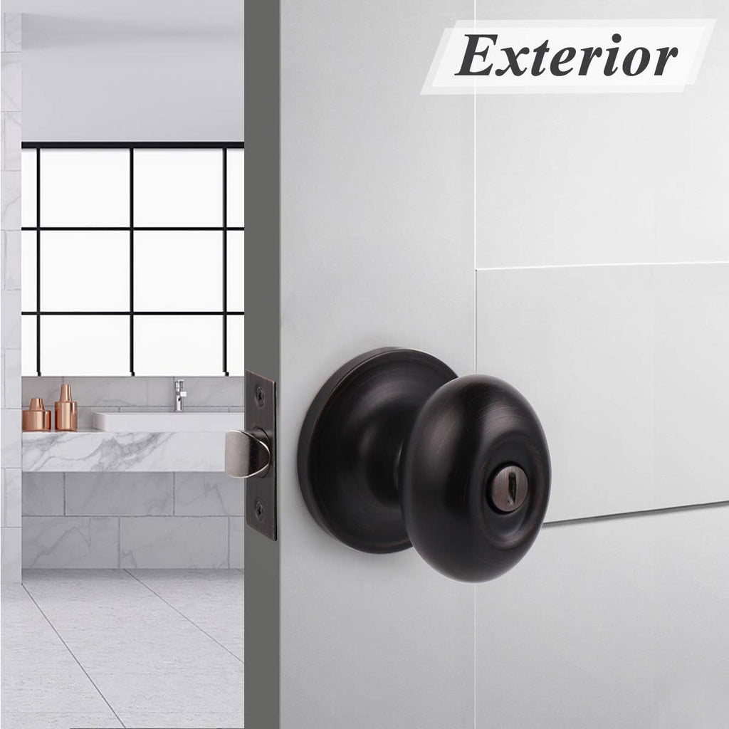 6 Packs Oil Rubbed Bronze Privacy Door Knobs with Lock S379855