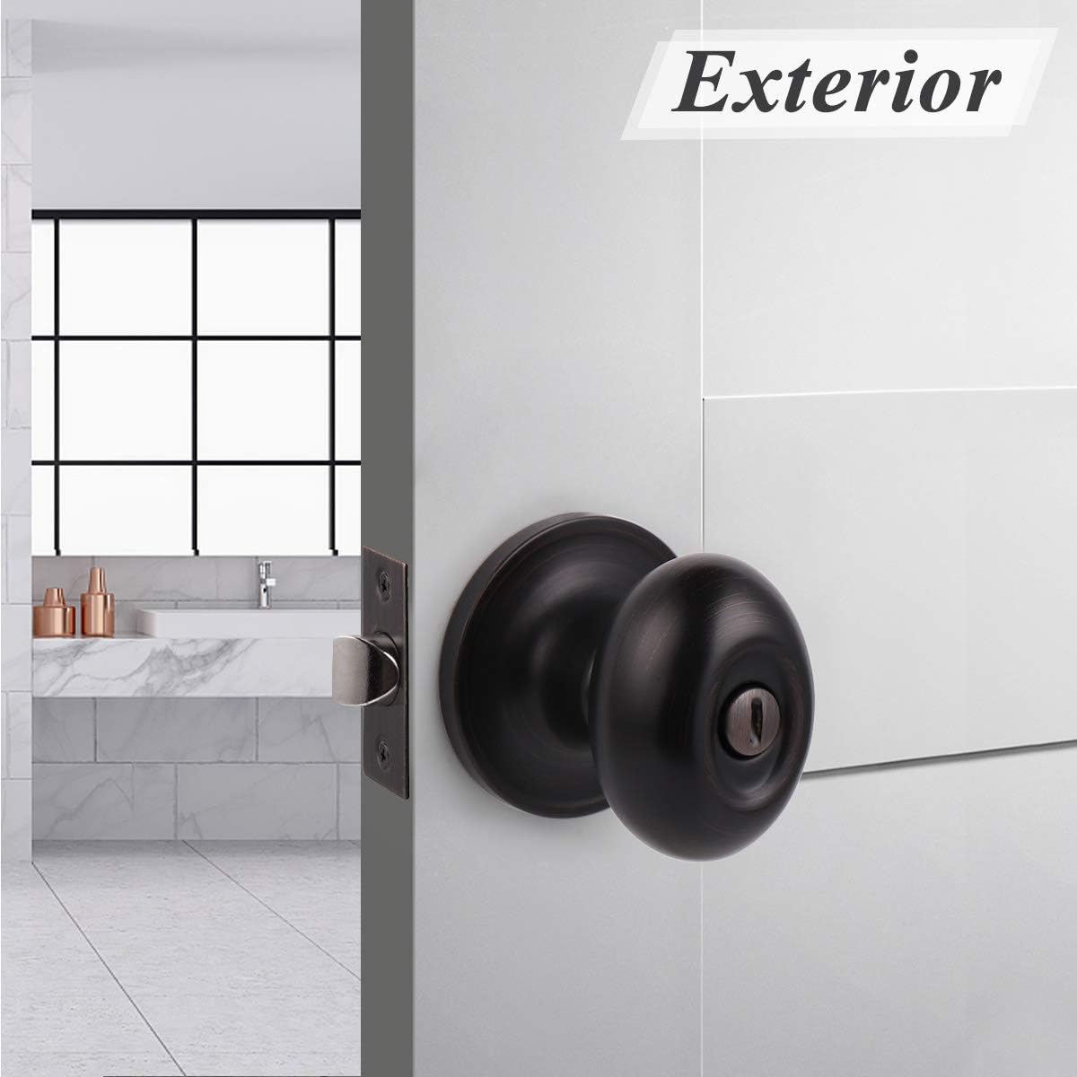 6 Packs Oil Rubbed Bronze Privacy Door Knobs with Lock S379855