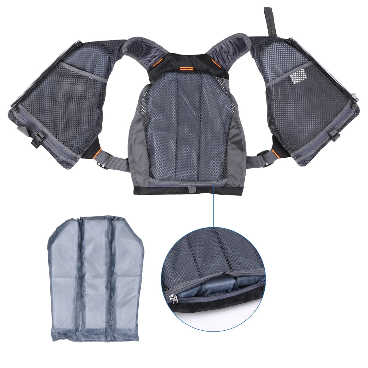 Outdoor Breathable Padded Fishing Life Jacket Swimming Sailing Waistcoat Utility Vest Floatation Device T154882