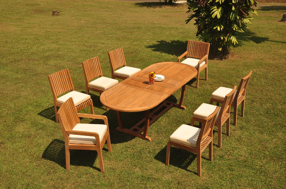 Grade-A Teak 8 Seater 9 Pc Dining Set P896