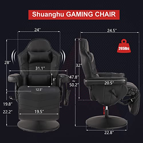 Blue PU Leather Gaming Recliner Chair with Massage T266