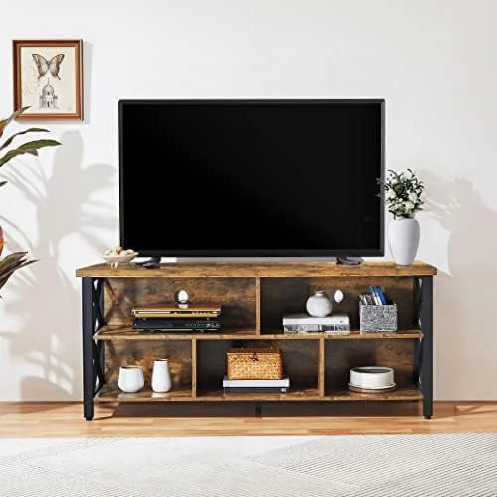 Industrial Wood and Metal TV Stand with Cabinet X371389