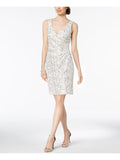 White Sleeveless Above The Knee Sheath Dress F2687