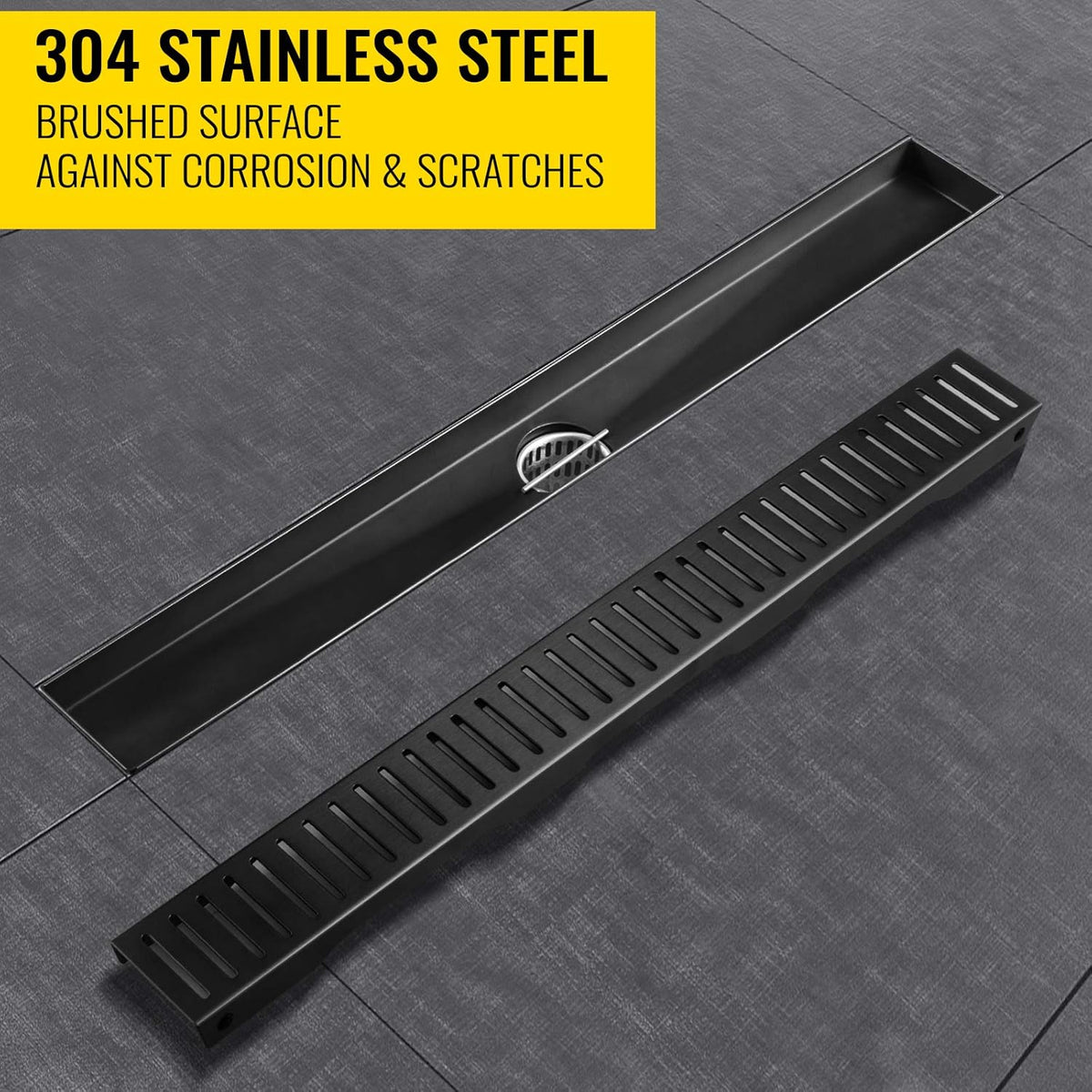 304 Stainless Steel 36x2.75in Linear Floor Drain Pack of 2 M86513