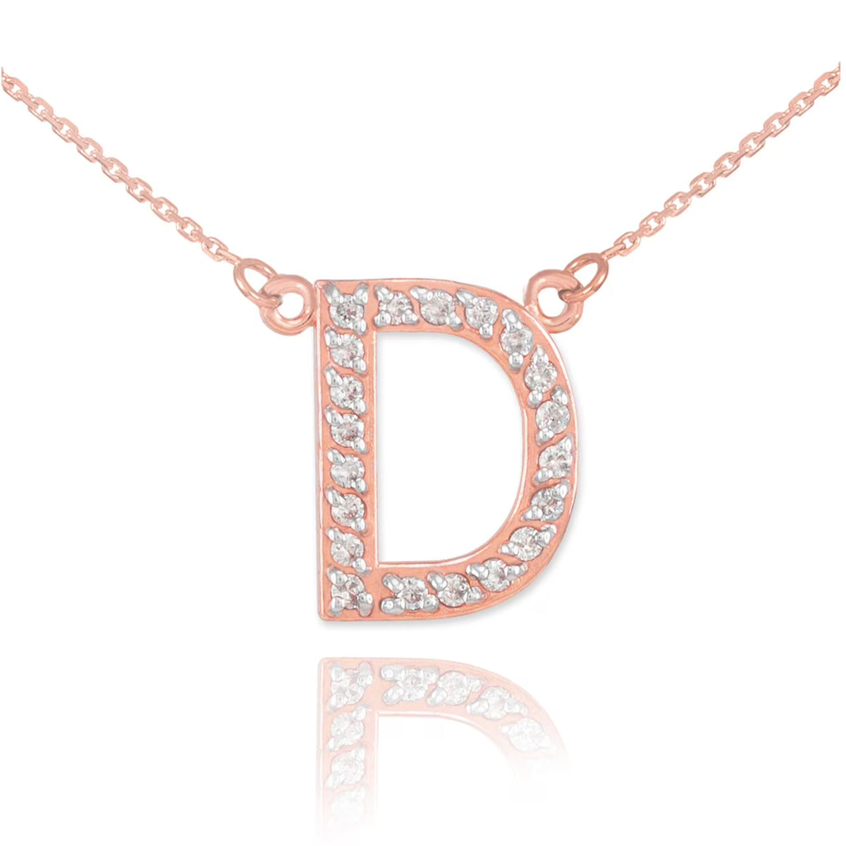 14K Rose Gold Diamond Initial Necklace 22" F5668