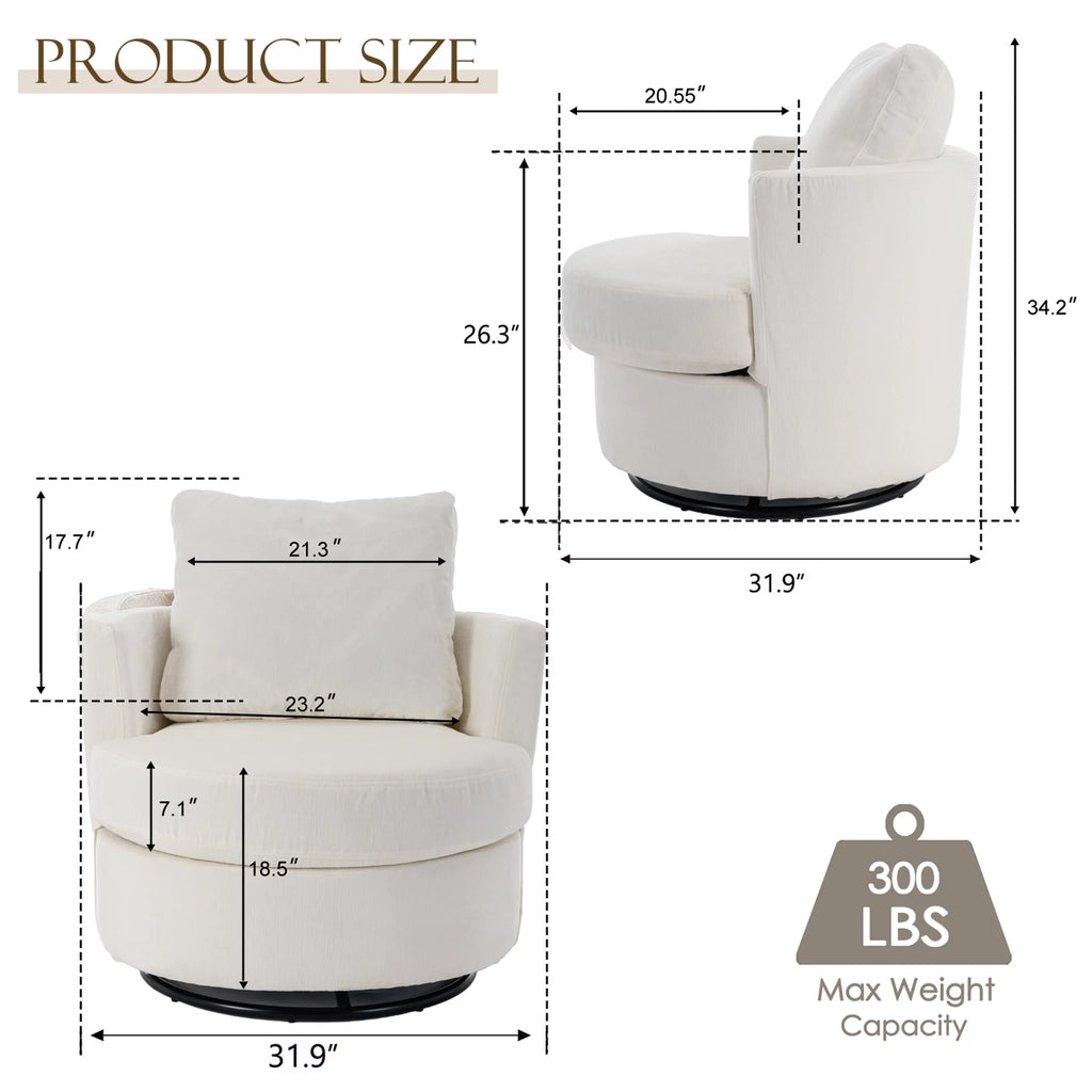 Beige Chenille Swivel Barrel Armchair S520897