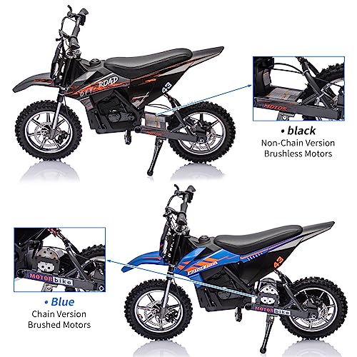 Blue Electric Dirt Bike 500W Brushed Motor 15.5MPH Leather Seat R718640