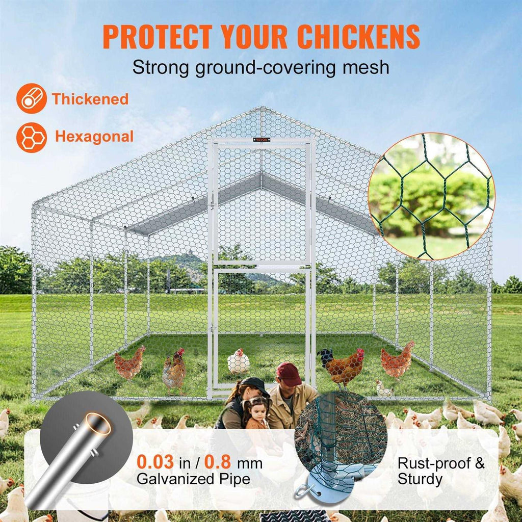 Large Metal Chicken Coop with Run W30120