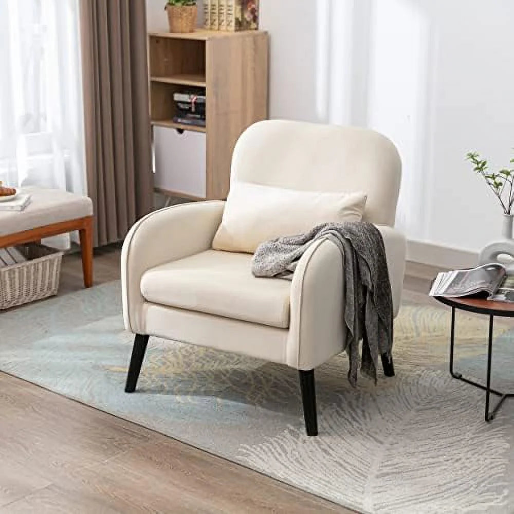 Modern Accent Chair with Solid Wooden Legs Upholstered Armchair V31677