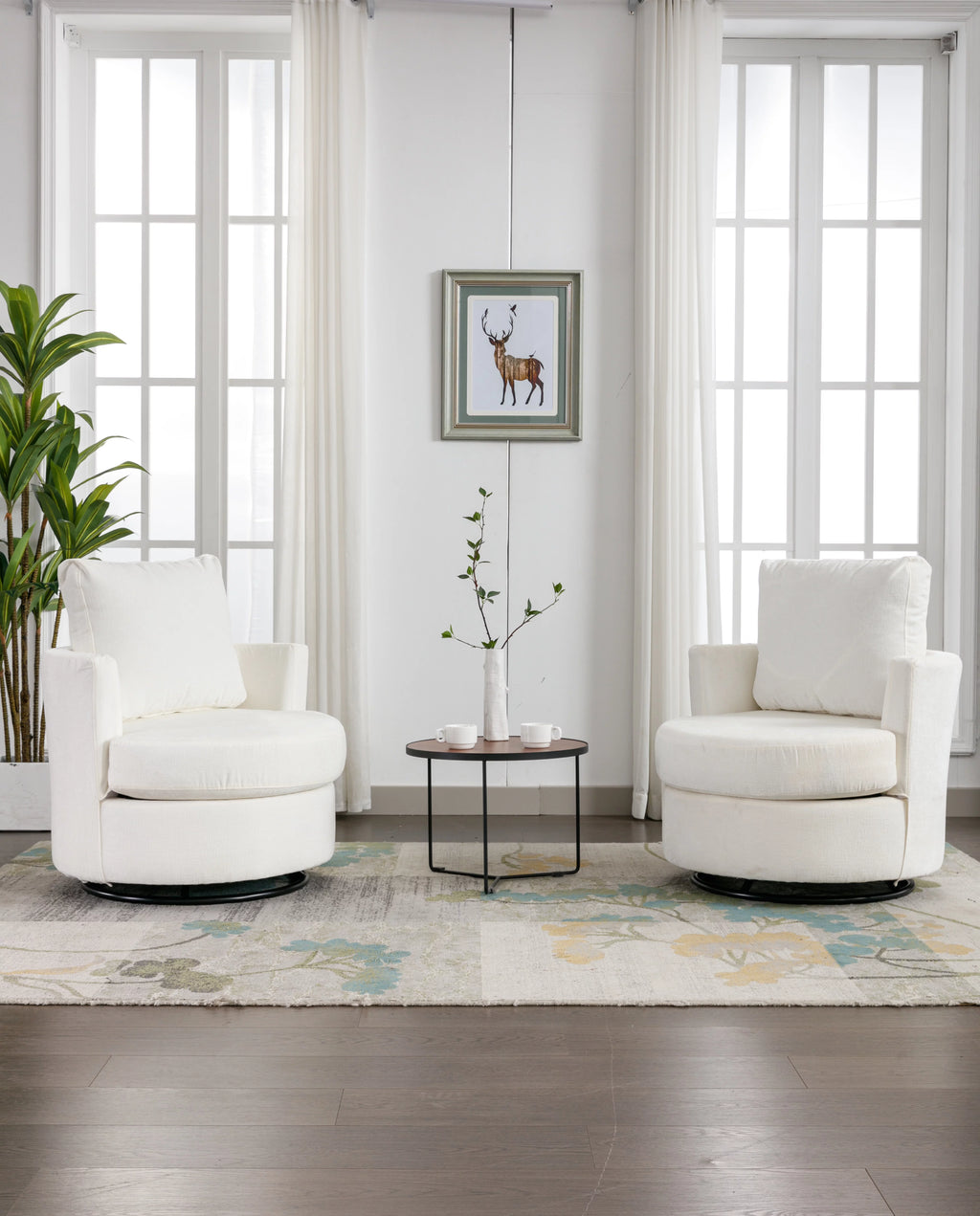 Beige Chenille Swivel Barrel Armchair S520897