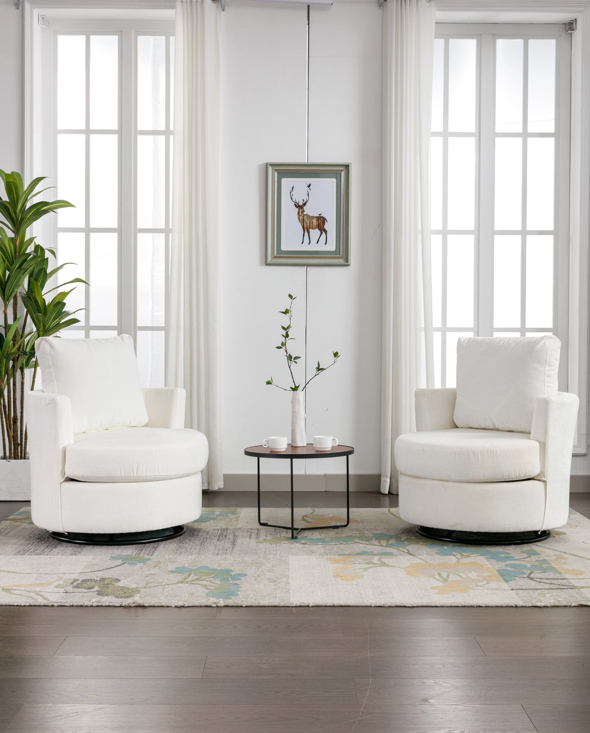 Beige Chenille Swivel Barrel Armchair S520897