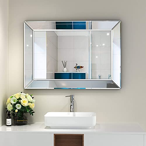 Large Rectangular Wall Mirror 28"x39" Angled Beveled Mirror Frame R1834