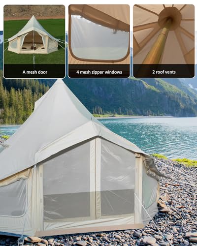 4 Seasons Canvas Bell Tent with 2 Stove Jack H90736