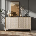 Walnut Finish Solid Wood Sideboard Cabinet with Storage P465