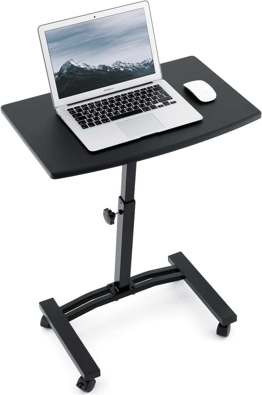 Portable Laptop Desk Cart with Height Adjustable Flat Top, Wheels and Stoppers, Brown T15362