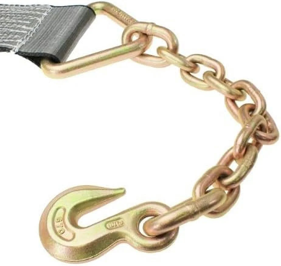 4 Inch X 30 Foot Blackline Ratchet Strap With Chain Extensions O944769