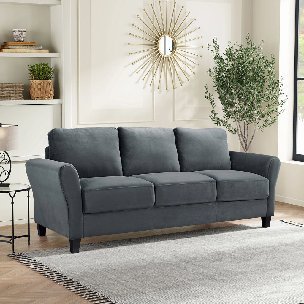 Gray Fabric Sofa with Curved Arms F26914